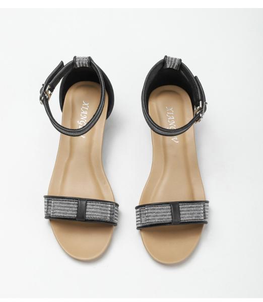 BS169 Fashion Sandals Women'S European And American Rhinestone Cross Strap Back Zipper Wedge Heel Mid-Heel Women'S Shoes