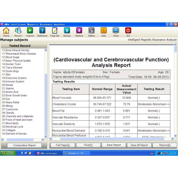 Home Portable Quantum Magnetic Resonance Health Analyzer Detecting Eye / Blood Sugar