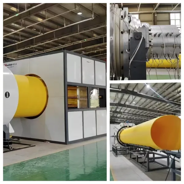 HDPE Polyurethane Foam Jacket Pipe Production Line with Vacuum Calibration Method and Siemens PLC Control for 48-2000mm Pre-insulated Steel Pipe Making