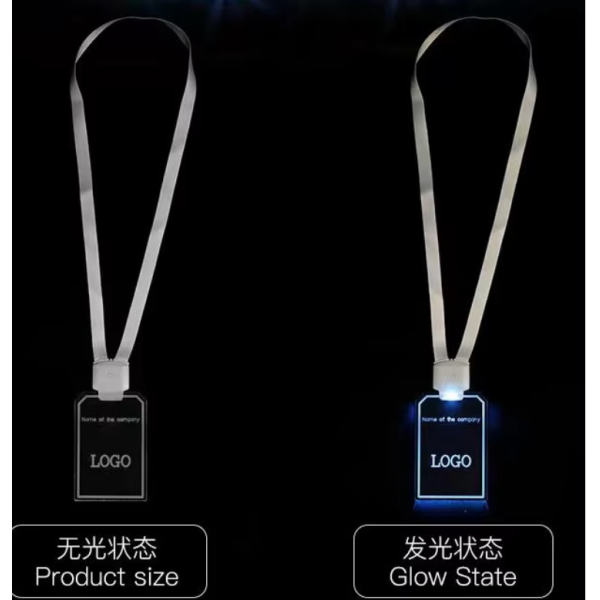 Custom Acrylic LED Light Up Name Tag Badge With Lanyard Bar Concert Festival Work ID Business Card