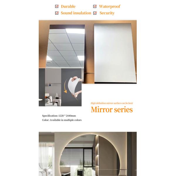 Hotel Light Luxury PET Decorative Bamboo Charcoal Wood Veneer Mirror Wall Panel