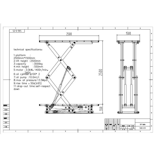 Ножницы поручня 1200мм безопасности таблицы подъема 4 груза неподвижные гидравлические двойные
