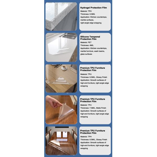 PET TPH TPU Transparent Furniture Protection Film High Temp Oil Proof Multiple Thickness