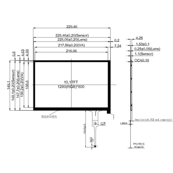 Китайская фабрика 10,1 дюйма TFT LCD дисплей 1280x800 пикселей IPS Тип LVDS с CTP