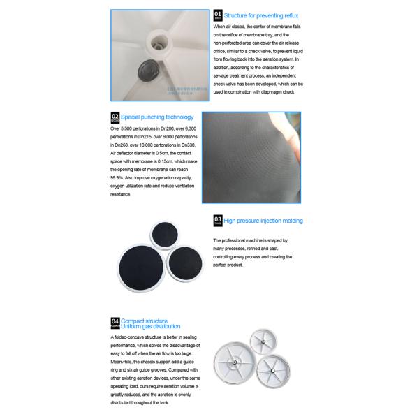 DN215mm Wastewater Air Diffusers Biological Sewage Treatment Process
