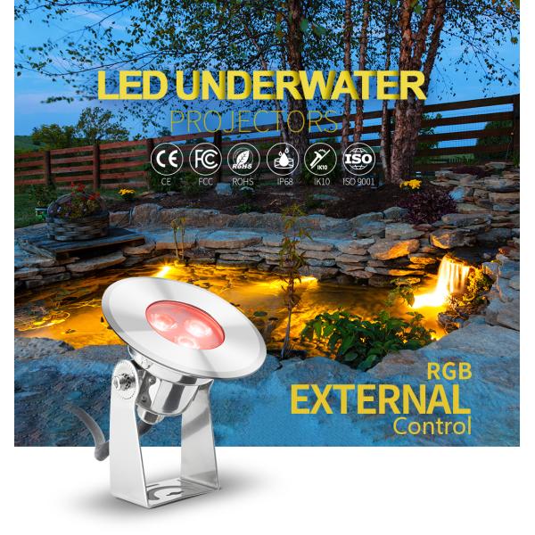 O controle 90LM externo conduziu FCC IP68 RGB das luzes 3W da associação com Ce Rohs