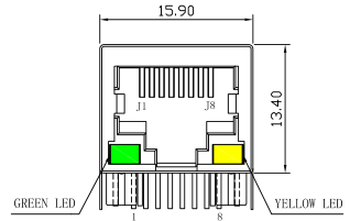 LPJ0011FBNL 100Base-T RJ45 соединитель с магнитным для ввода/вывода