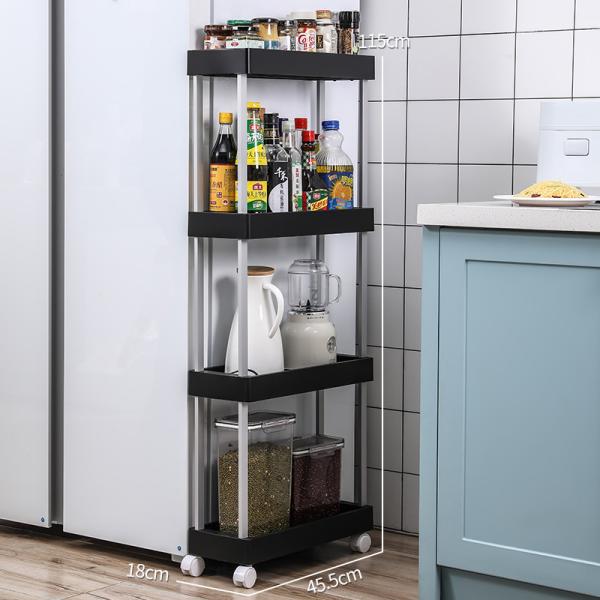 17.8cm Narrow Spice Rack On Wheels Slim Plastic Organizer Shelf