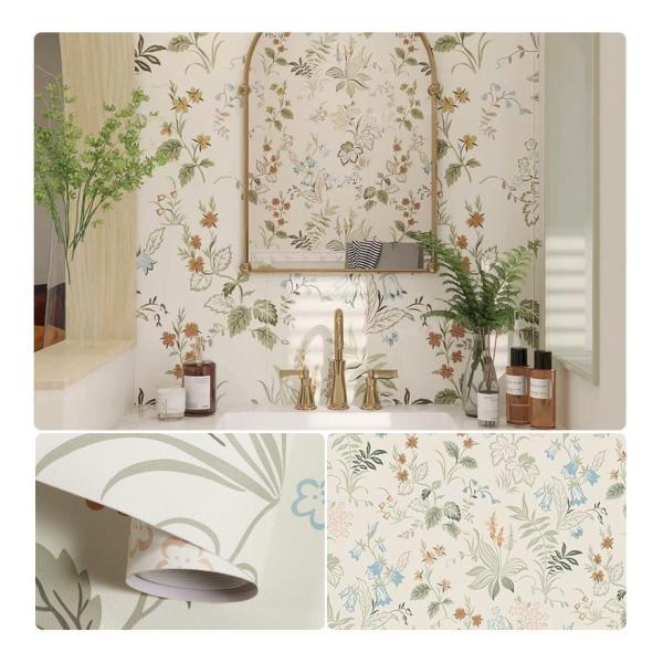 Flower Plant Wallpaper for Apartment Home Decor Self-Adhesive Function Anti-Static
