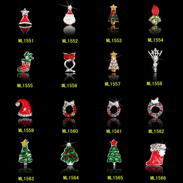 3D Christmas nail art decorations tools alloy jewelry nail glitter rhinestone ML1551-1566
