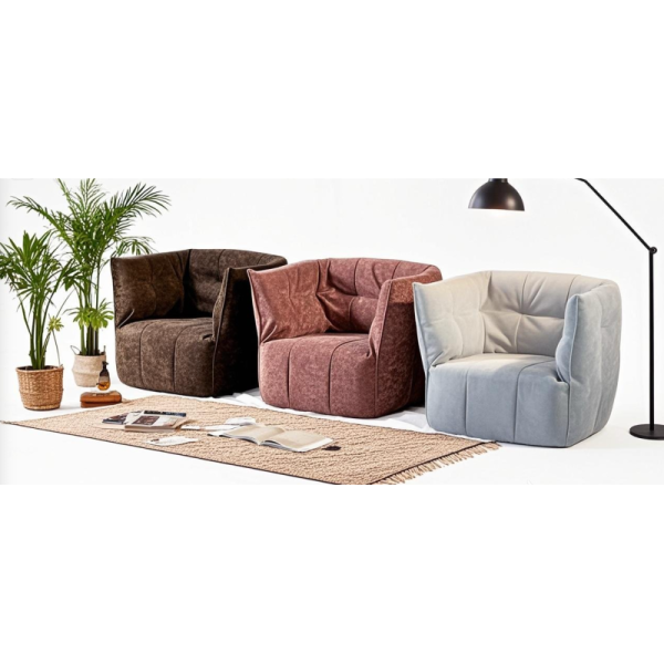 Modern Single Seat Synthetic Fabric Couch Set Square Compressed Sofa Sponge Filling for Apartment Living Room Home Furniture