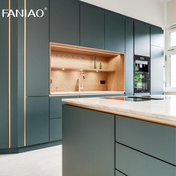 Современный горячее продажа стиль зеленый меламин на заказ размер кухонный набор Кухонные шкафы с раковиной