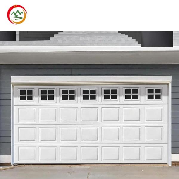 0.4mm Steel-Foaming-Steel Sandwich Smooth Modern Walnut Sectional Panel Garage Door Tempered Overhead Garage Door With Window