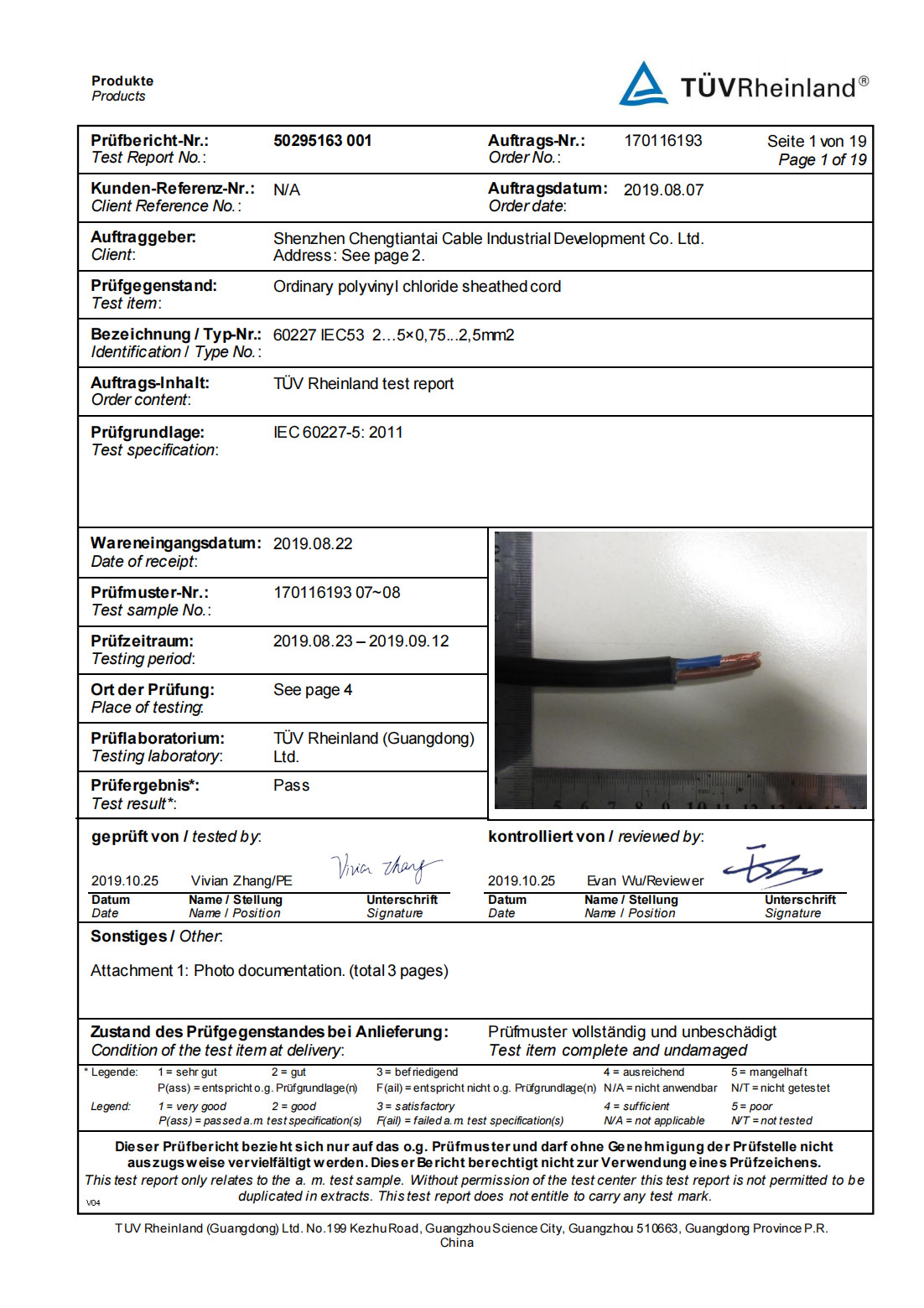 Shenzhen Chengtiantai Cable Industry Development Co.,Ltd Сертификации