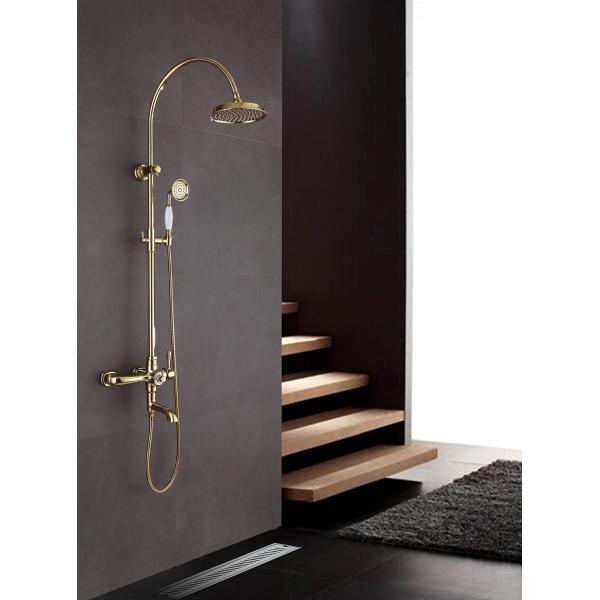 Modern Design Rose Gold Thermostatic Exposed Shower Set With Handheld Shower Anodized