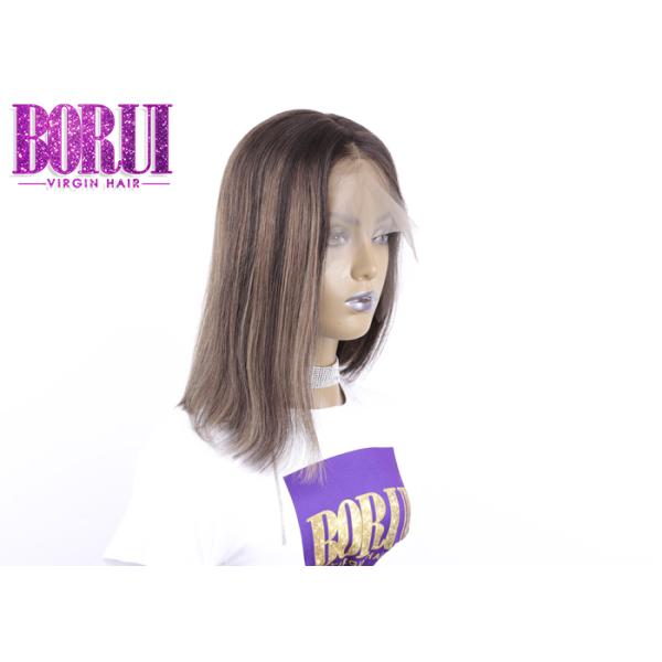 180% Density Mix Color Virgin Hair , Straight Pre Plucked Full Lace Wig