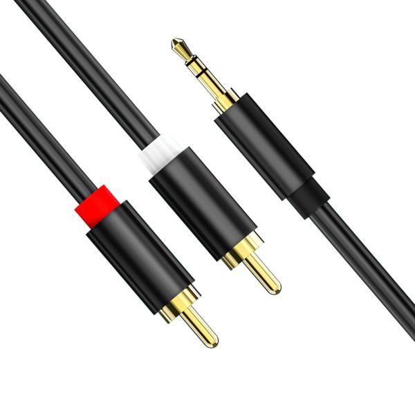 Smartphones 3.5mm To 2RCA Audio And Video Cable 24k Gold Plated