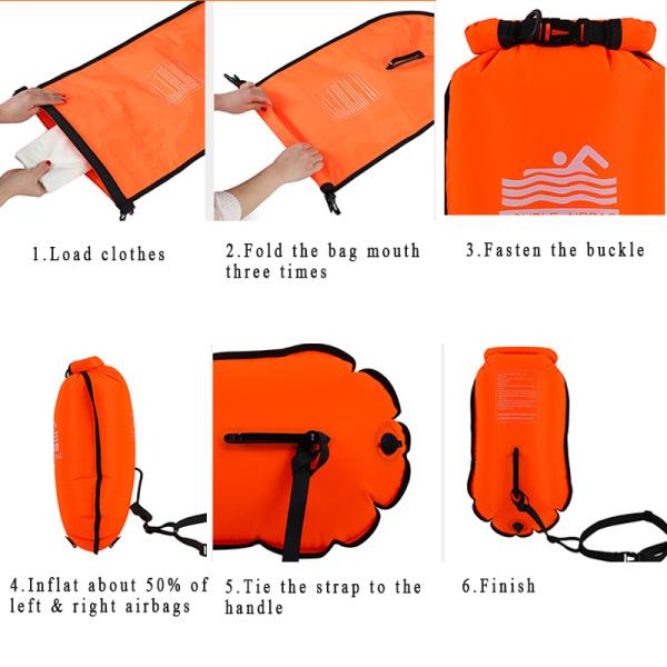 Nylon PVC Fabric 36x70cm Open Water Swimming Float Bag