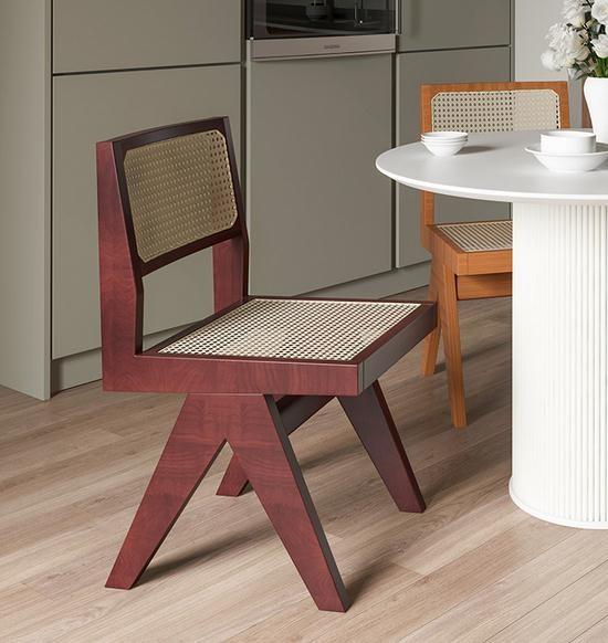 Nordic rattan weaving household simple creative make-up chair backrest homestand casual dining room solid wood chair