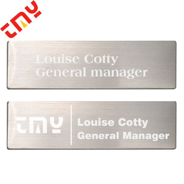 Custom Staff Employee Metal  ID Name Tag Badge With Laser Engraving And Magnetic Holder