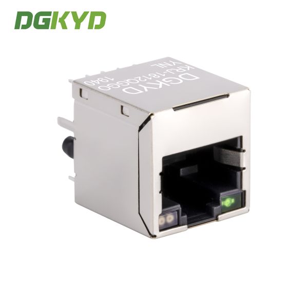 KRJ-1812QGGOYNL Vertical RJ45 Connector Gigabit Network Interface Industrial Ethernet Socket Vertical entry cat6 RJ45 connector Gigabit Magnetic Jack w / bi - color LED