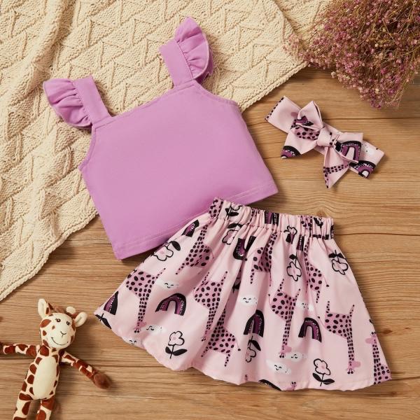 90cm 35in Pink Casual Animal Printed Shirt Sling Top Pink Summer Skirt OEM
