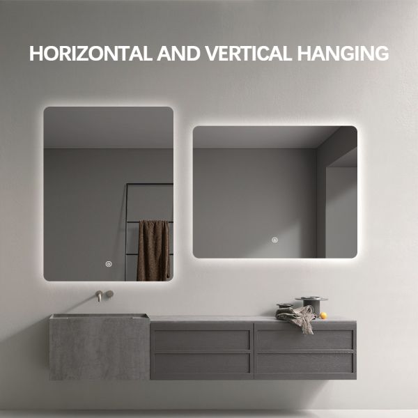 Wall Mounted Fogless Bathroom Mirror Shatterproof Rectangular Backlit Anti Fog Bathroom Mirror