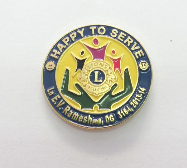 Brass stamped with soft enamel , sprot pin , club pin badges ,  size 25 mm dia , with butterfly clutch