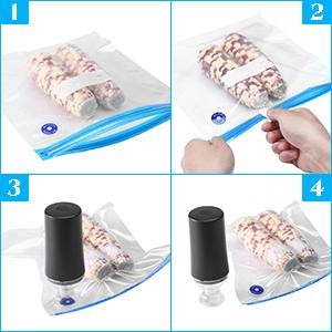 Reusable Vacuum Zipper Bags for Sous Vide Cooking Food Storage Bags with valve