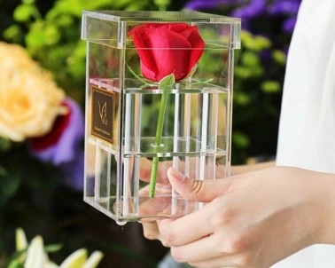 Wholesale preserved rose 5-6cm single rose in mini acrylic box