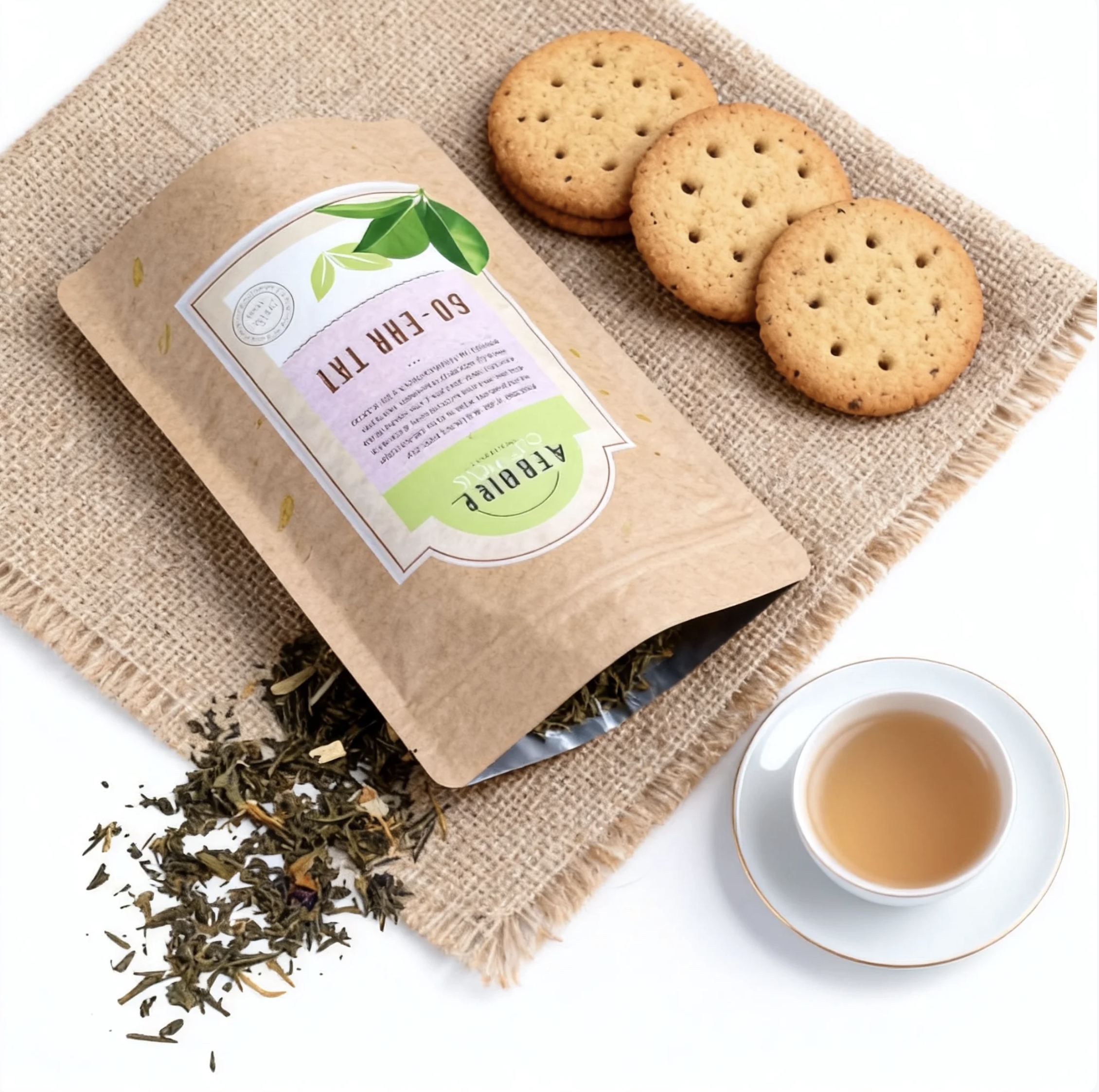 100g Custom Tea Pouches Professional Portable Eco Friendly Tea Bag Packaging With Zipper