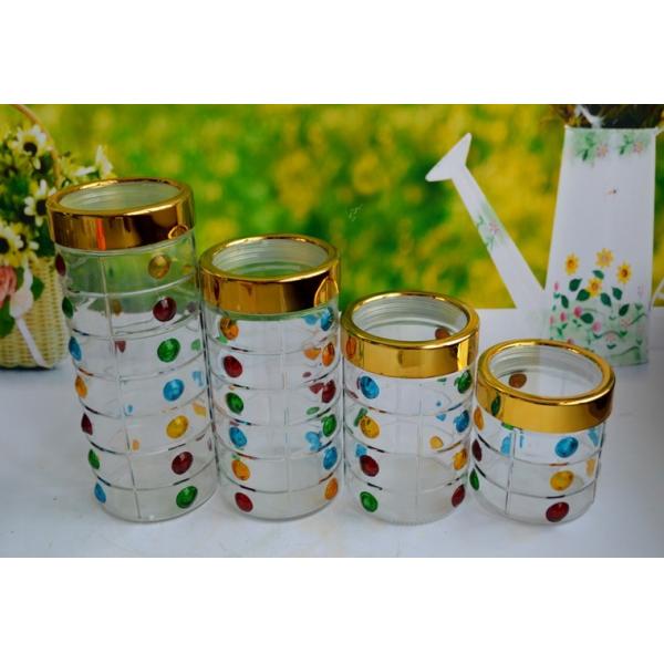 SET OF 4 PCS GLASS CANISTER