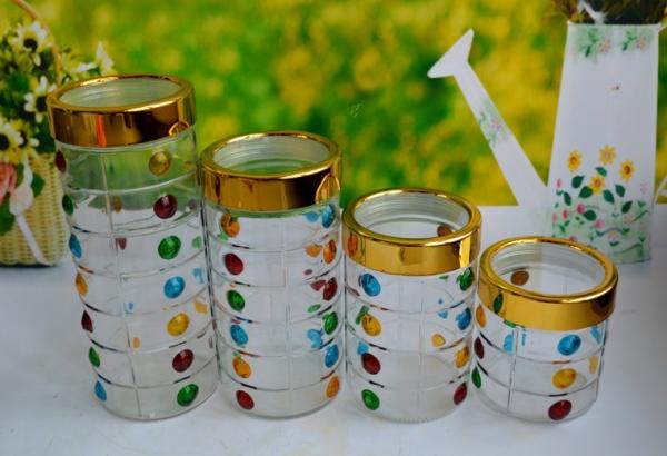SET OF 4 PCS GLASS CANISTER