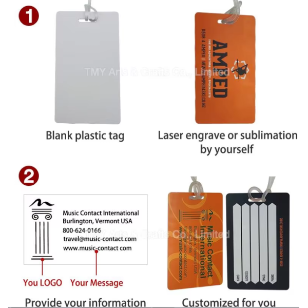 Personalised Custom Hard PVC Plastic Luggage Tags With Plastic Loop Rope UV Print Airline Cruise Suitcase Travel Bag Tag