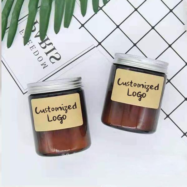 2oz 9 Oz 32oz Round Amber Jar Candles In Bulk Customizable