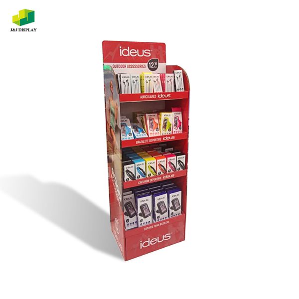 Knock Down Unit Flooring Recyclable Knock Down Shelves Displaying Corrugated Board Cardboard Floor Display Stand For Stationery, Skin Care, Outdoor Accessories Items