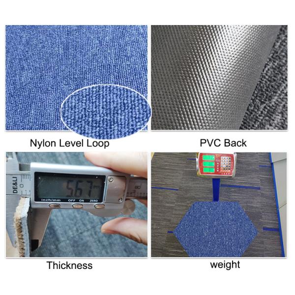 550g/sqm Pile Weight Office Hexagon Shape Nylon Decorative Carpet Tiles for Flooring