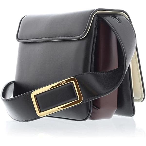Fendi Id Flap Tricolor Black Leather Shoulder Bag 8BT328 Includes Dust Bag