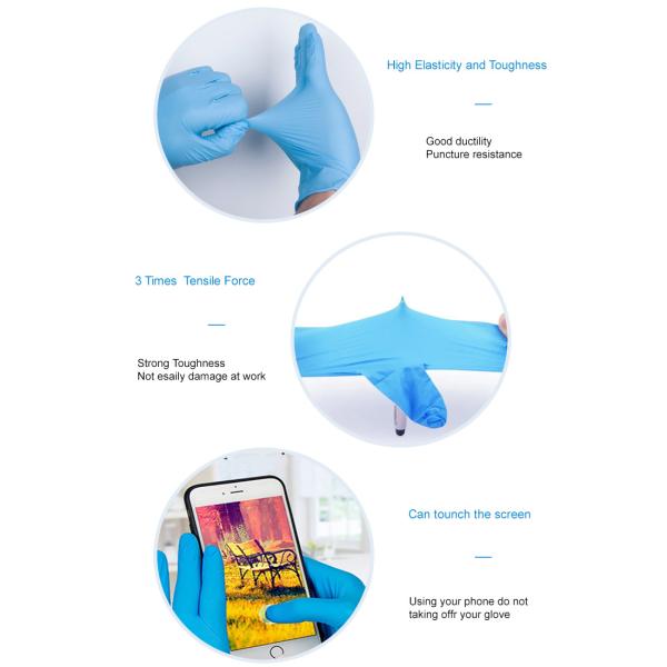 Ранг перчатки голубого экзамена медицинской ранга нитрила устранимые один порошок времени свободно
