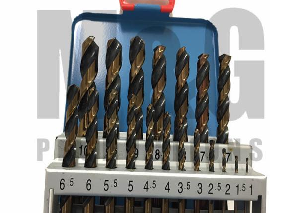 19PCS Jobber Drill Bits Black Gold Finishing Metal Box And Rose Plastic Packing