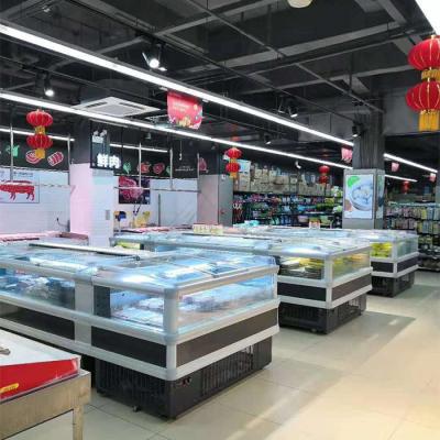Refrigerador profundo comercial aberto superior para o alimento congelado exposição
