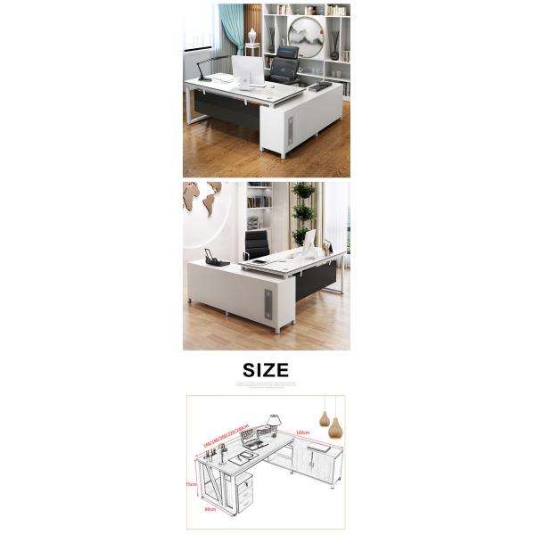 Moderne style simple MDF Matériau en forme de L Chef Directeur Général Bureau Bureau exécutif Bureau avec armoire