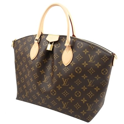 Покрытый вензелем кофе сумки Tote M45987 BoéTie MM холста темный