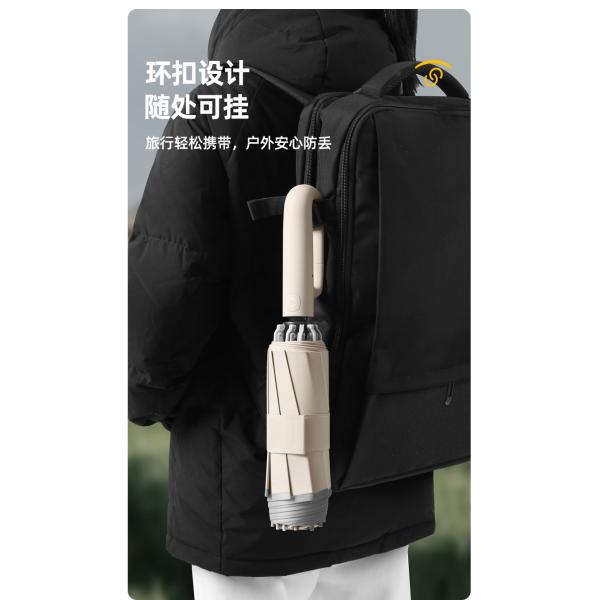 Large Round Lock Handle Pongee with Vinyl Easy yo Hang Full Automatic Windproof UV Block Umbrella