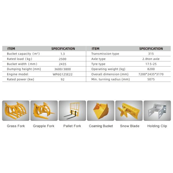 LG958 Колесный погрузчик с рабочей массой 8200 кг и номинальной нагрузкой 2500 кг для бесперебойной работы