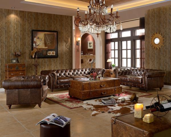 Wooden Legs With Wheels Soft Kingston Chesterfield Leather Sofa By Handwork Craft