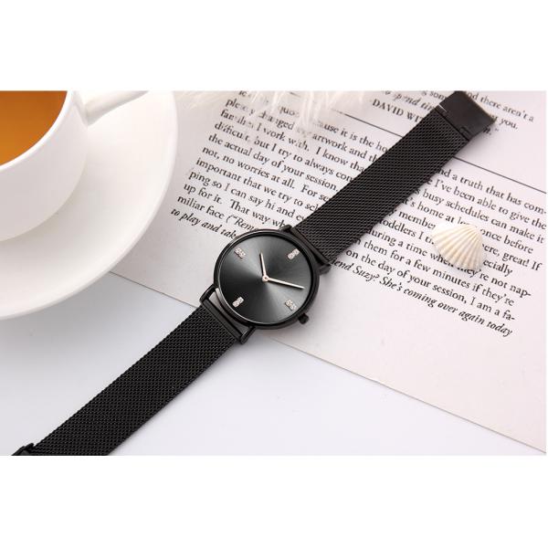 Quick Release Mesh Band Quartz Stainless Steel Watch PVD Black Water Resistant