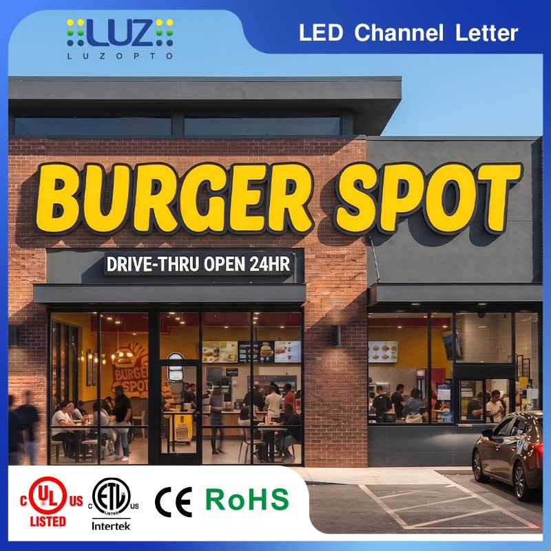 Dynamic Yellow Face And White Halo Background High Visibility Channel Letter For Fast Food Restaurant