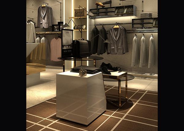 Brand Men's Retail Store Clothing Racks , Luxurious Metal Clothes Rack For Shopping Mall