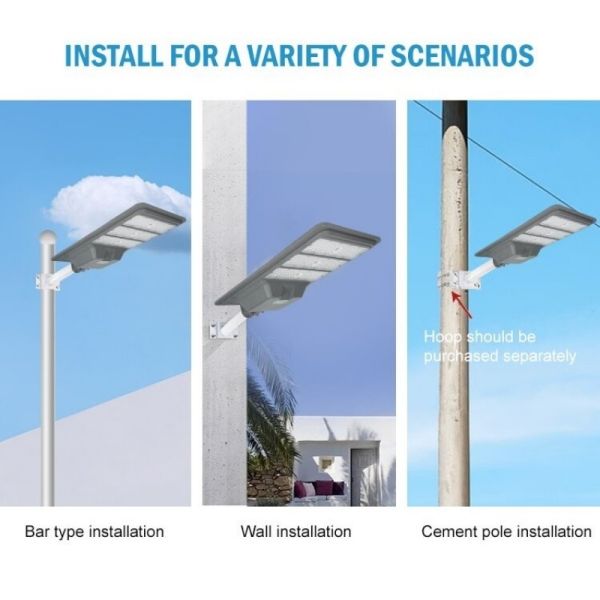 Solar Light with Electronic Display & Radar Sensor 55W Panel, IP65 Waterproof, No Wiring, Easy Installation